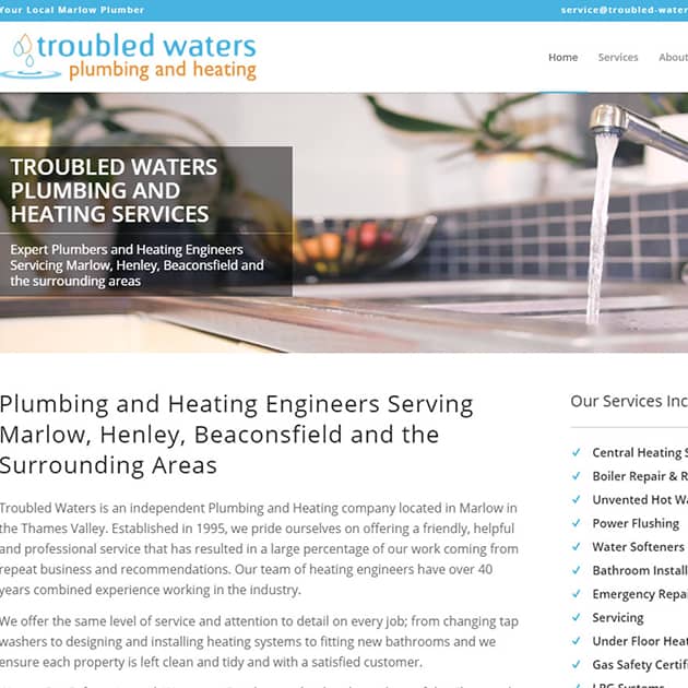 Troubled Waters WordPress Website Screenshot